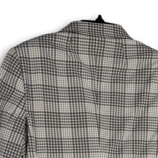 Womens Gray White Plaid Long Sleeve Single Breasted Two Button Blazer Sz 10 image number 4