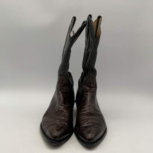 Tony Lama Mens Orange Brown Pointed Toe Cowboy Western Boots Size 6 image number 4