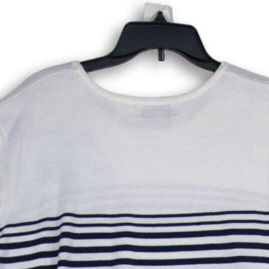 NWT Alfred Dunner Womens White Navy Blue Striped Short Sleeve T-Shirt Size 3X image number 4