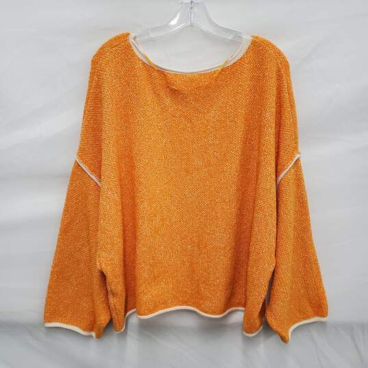 We The Free People WM's Bardot Fleece Oversize Cotton Blend Orange Sweater Size L image number 2