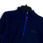 Men Blue Stretch 1/4 Zip Mock Neck Long Sleeve Pullover Sweatshirt Size M image number 3