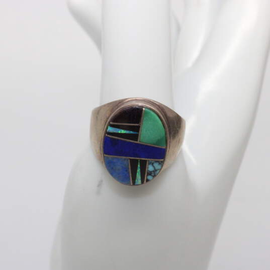 Touch of Santa Fe Sterling Silver Multi-Stone Ring Size 9.5 - 10.0g image number 2
