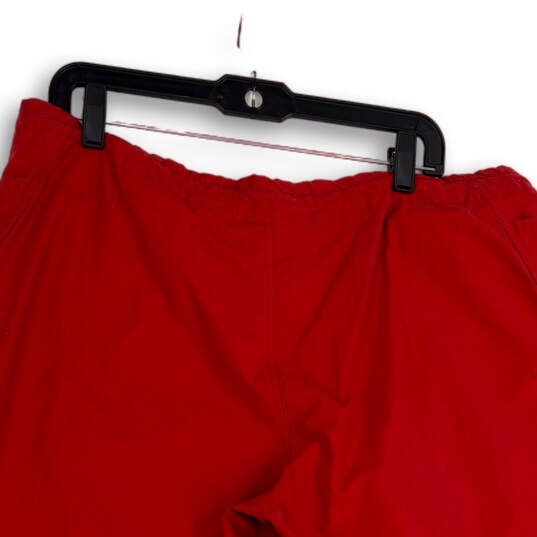 Womens Red Pockets Flat Front Stretch Straight Leg Cropped Pants Size Large image number 4
