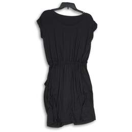 Apt.9 Womens Black Pleated Cap Sleeve Round Neck Sheath Dress Size Small alternative image