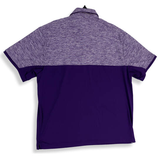 Mens Purple Space Dye Short Sleeve Spread Collar Polo Shirt Size X-Large image number 2