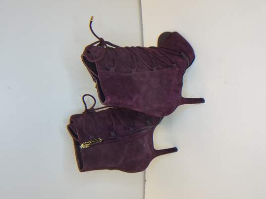 Sam Edelman Booties Asher Open Toe Lace Up Zip Leather Wine Boots Size 7.5 image number 3