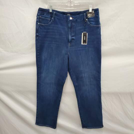 NWT Express WM's 90's Slim Super High Rise Ultra Stretch Blue Denim Jeans Size XL image number 1