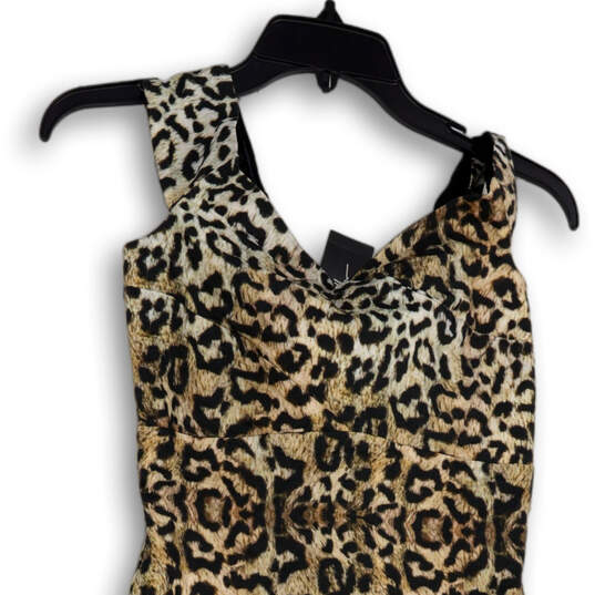 NWT Womens Tan Black Leopard Print Sleeveless Knee Length Sheath Dress 4 image number 4