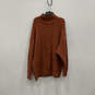 Womens Orange Long Sleeve Mock Neck Cable-Knit Pullover Sweater Size 2X image number 1