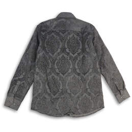 NWT Mens Black Ikat Print Collared Long Sleeve Button-Up Shirt Size L alternative image