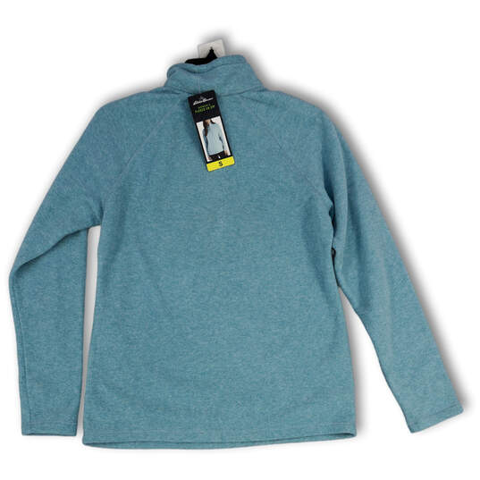 NWT Womens Blue Mock Neck Long Sleeve 1/4 Zip Fleece Pullover Jacket Size S image number 2