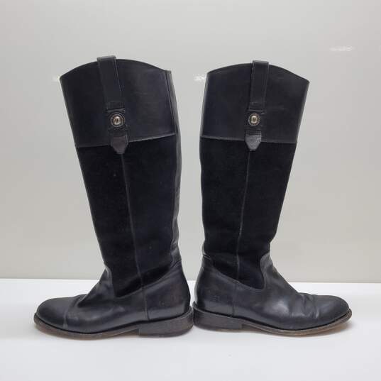 Frye Button Tall Women's Black Leather And Suede Riding Boots 8 image number 3