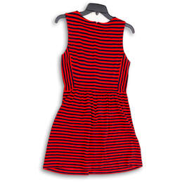 Womens Red Blue Back Zip Round Neck Sleeveless Fit & Flare Dress Size Small alternative image