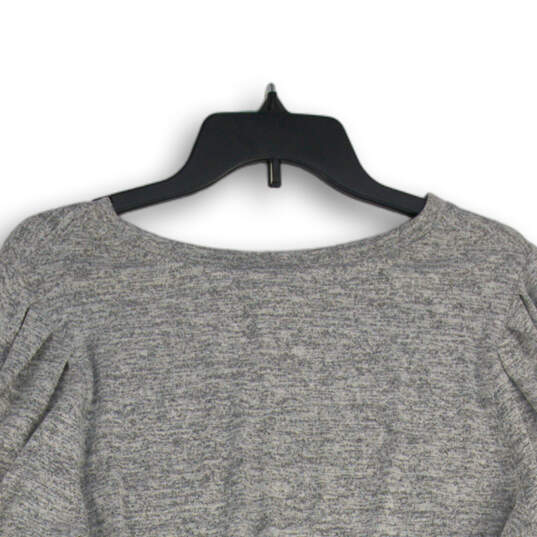 Womens Gray 3/4 Balloon Sleeve Crew Neck Blouse Top Size Large image number 3