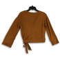 Womens Brown Wrap V-Neck Tie Waist Long Sleeve Blouse Top Size XS image number 2