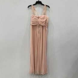 NWT Womens Pink Pleated Round Neck Sleeveless Back-Zip Maxi Dress Size 14 alternative image