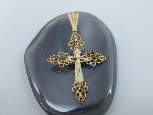 Michael Anthony Designer 14K Yellow Gold Scrolled Cross Pendant 1.0g image number 1