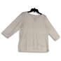 Womens White Split Neck 3/4 Sleeve Slit Pullover Blouse Top Size L Reg image number 1