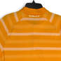 Mens Orange Stripe Spread Collar Short Sleeve Golf Polo Shirt Size Large image number 4