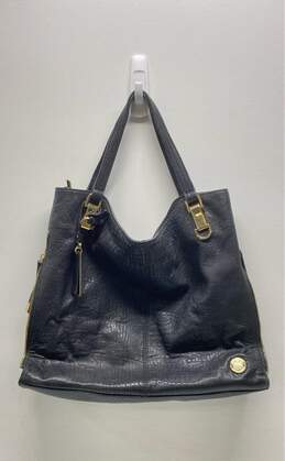 Vince Camuto Black Leather Zip Tote Bag