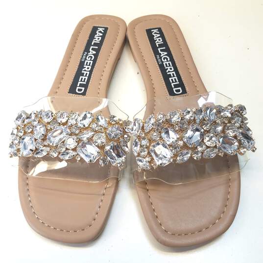 Buy the Karl Lagerfeld Mysha Rhinestone Crystal Sandals Slides Shoes Size 8  M
