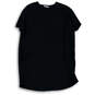 Womens Black Short Sleeve Collarless Crew Neck Pullover T-Shirt Size Small image number 1