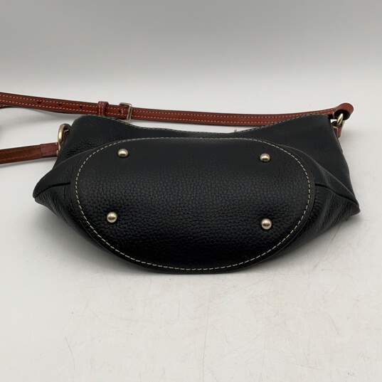 Dooney & Bourke Womens Black Brown Adjustable Strap Bottom Stud Crossbody Bag image number 5