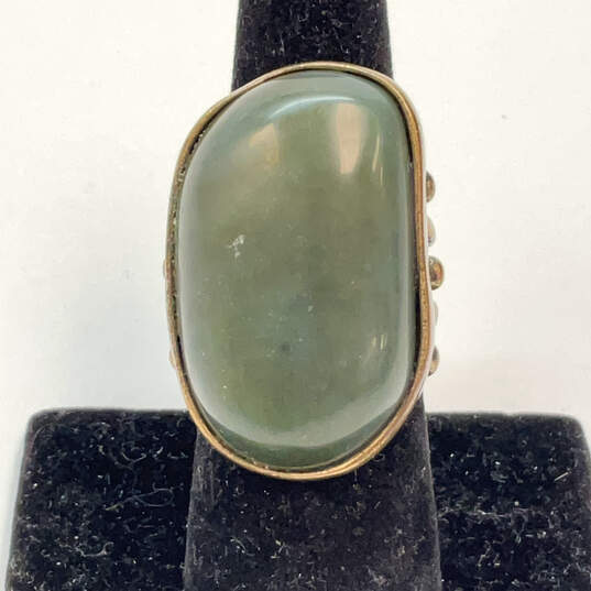 Designer Lucky Brand Gold-Tone Green Gemstone Fashionable Cocktail Ring image number 1