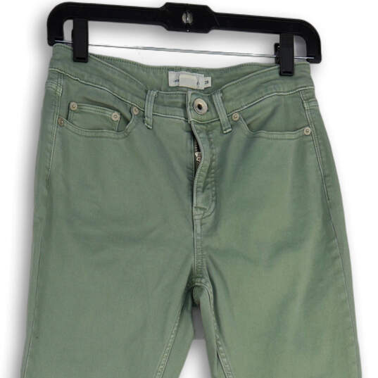 Womens Green Denim Medium Wash Pockets Stretch Skinny Leg Jeans Size 26 image number 3