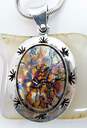 Artisan 925 Chunky Multi Color Dichroic Glass Pendant Necklace 32.6g image number 3