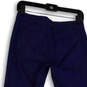 Womens Blue Flat Front Slash Pockets Straight Leg Dress Pants Size 2P image number 4