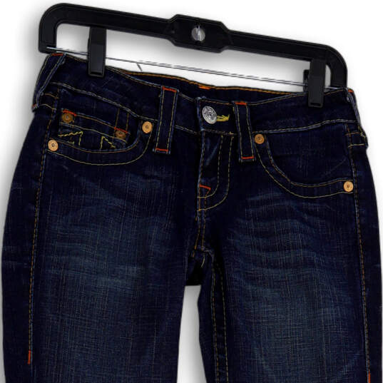 Womens Blue Denim Medium Wash Five Pocket Design Straight Jeans Size 25 image number 3