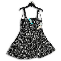 NWT Womens Black White Polka Dot Sleeveless Reine Knit Mini Dress Size XL