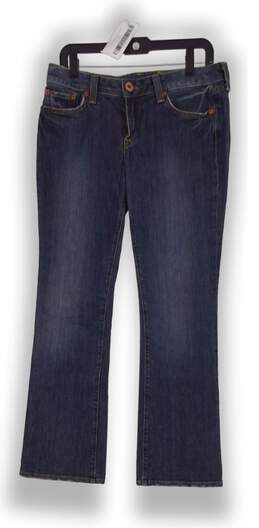 Womens Blue Denim Flat Front 5 Pocket Wide Leg Jeans Size 10