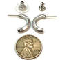 Designer Swarovski Silver-Tone Clear Crystal Cut Stone Half Hoop Earrings image number 1