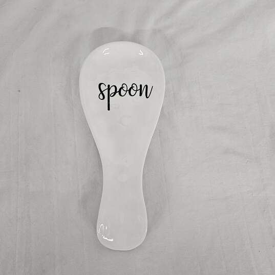 White Ceramic Spoon Holder image number 2