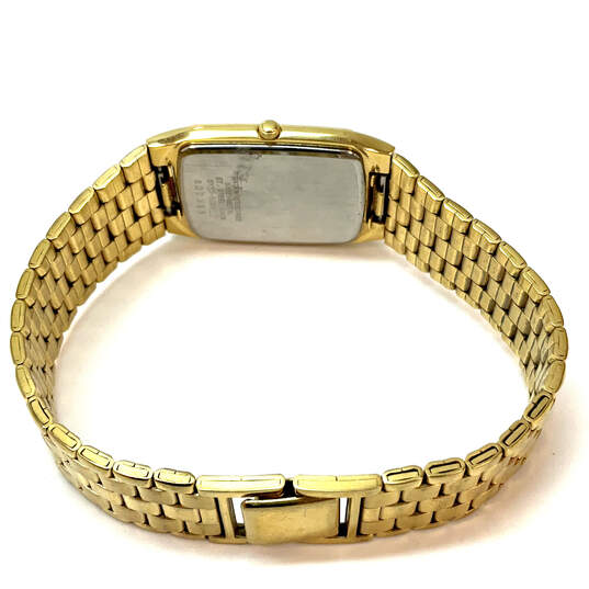 Designer Seiko 5Y30-5289 Gold-Tone Black Rectangle Dial Analog Wristwatch image number 3