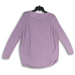 Womens Purple Long Raglan Sleeve Square Neck Ribbed Pullover Sweater Size S alternative image