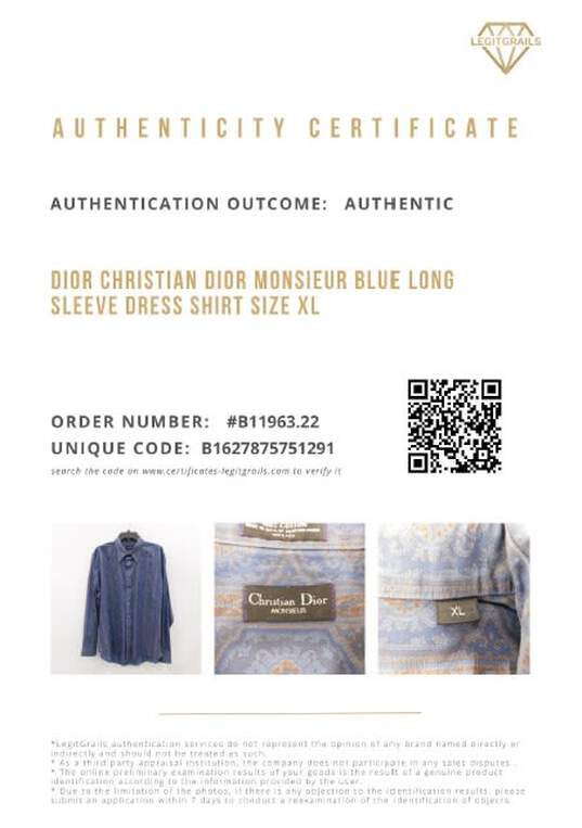 Christian Dior Monsieur Blue Long-Sleeve Men's Dress Shirt Size XL image number 11