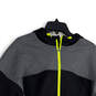 Mens Gray Black Long Sleeve Ribbed Full-Zip Hoodie Size Medium image number 3