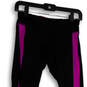 Womens Black Pink Stretch Elastic Wasit Pull On Ankle Zip Leggings Size S image number 3