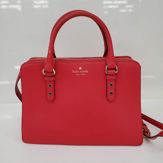 Kate Spade Red Leather Satchel/Convertible Crossbody Handbag image number 2