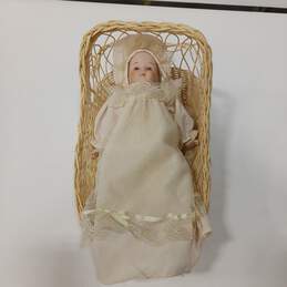 Heritage Doll "Laura" Porcelain Music Box with Bassinet