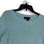 Womens Blue Knitted Long Sleeve Scalloped Hem Pullover Sweater Size 14/16 image number 3