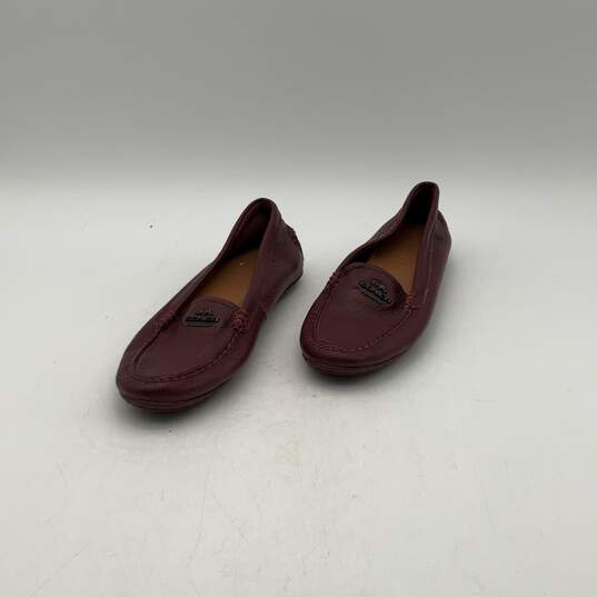 Womens Mary Lock Up Red Leather Round Toe Slip On Loafer Flats Size 6.5 image number 1