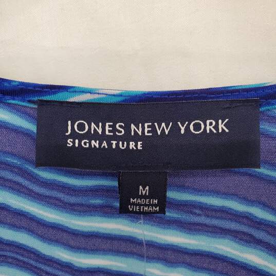 Jones New York Dark Blue Combo Patterned Faux Wrap Dress WM Size M NWT image number 3