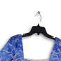 NWT Womens Blue Floral Square Neck Long Sleeve Cropped Blouse Top Size S image number 3