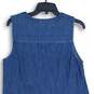 NWT Talbots Womens Blue Denim Split Neck Sleeveless A-Line Dress Size 10P image number 4