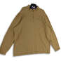 Mens Brown 1/4 Zip Mock Neck Long Sleeve Knitted Pullover Sweater 3X image number 1