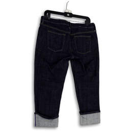 Womens Blue Denim Dark Wash Cuffed Hem Pockets Straight Leg Jeans Size 8 alternative image